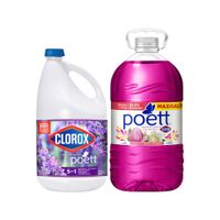 Pack Lejía CLOROX Lavanda & Jazmín Botella 2Kg + Limpiador POETT Flores de Primavera Botella 4.5L