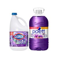 Pack Lejía CLOROX Lavanda & Jazmín Botella 2Kg + Limpiador POETT Frescura de Lavanda Botella 4.5L