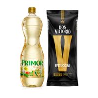 Pack Aceite Vegetal PRIMOR Premium Botella 900ml + Fideos DON VITTORIO Fettuccini Bolsa 950g