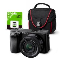 Cámara Sony Alpha a6400 Mirrorless + Lente 16-50mm II + Kit Básico de Accesorios