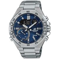 Reloj Casio Edifice ECB-10D-2A Bluetooth Mobile Link Luz Led Acero Plateado Azul