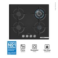 Encimera a Gas Bosch 4 Quemadores PPH6A6I10 Cristal Templado