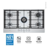Encimera a Gas Bosch 5 Quemadores PCR9A5I90 Acero Inoxidable