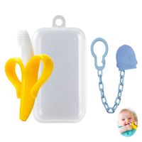 Mordedor Banana Amarillo Con Cadena Baby Froggie Ornitorrinco Azul Para Bebe