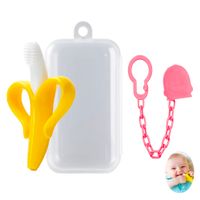 Mordedor Banana Amarillo Con Cadena Baby Froggie Ornitorrinco Rosado Para Bebe
