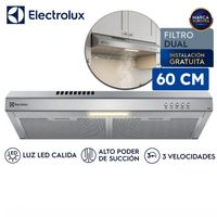 Campana Extractora Electrolux 60cm Alto Poder de Succión e iluminación LED Inox DE6SS