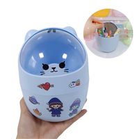 Organizador De Escritorio Mini Tacho Con Stickers Celeste