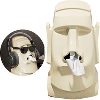 Dispensador Moai Multiuso para Pañuelos, Lentes y Audifonos Crema