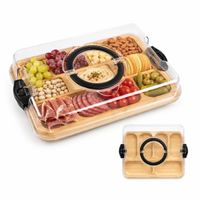 Bandeja Rectangular de Bambú con Tapa y Divisiones Negro