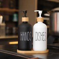 Set Dispensador Doble de Vidrio con Base de Bambú Nórdico