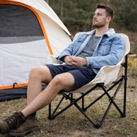 Silla Plegable Portátil para Camping y Playa Flex Tamaño M Blanco Hueso
