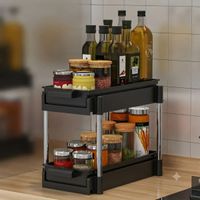 Organizador Multiuso de 2 Niveles Corredizo Negro