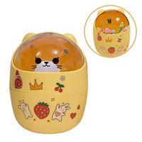 Organizador De Escritorio Mini Tacho Con Stickers Amarillo