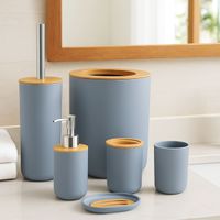 Set de Baño con Bambú Estilo Moderno de 6 Piezas Aura Gris