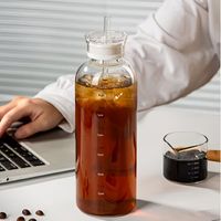 Botella de Vidrio 800 ml con Sorbete y Tapas Intercambiables