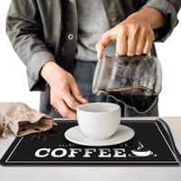 Set de 3 Alfombras para Barra de Café, Absorbente para Cafetería Negro
