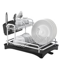 Escurridor De Platos De 2 Niveles De Aluminio Modelo 422 Plateado