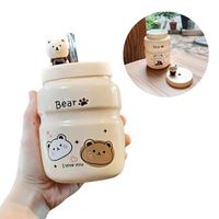 Vaso Tomatodo De Cerámica Con Diseños Bear Kawaii De 500 ml Blanco M2