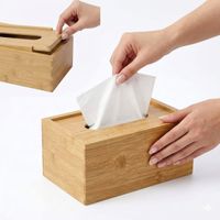 Dispensador de Pañuelos Diseño Madera Bambú Marrón Claro