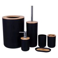 Set de Baño con Bambú Estilo Moderno de 6 Piezas Aura Negro