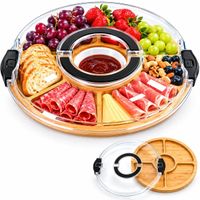 Bandeja Redonda de Bambú con Tapa PET Negro