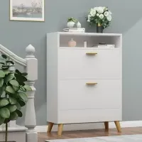 Zapatera Moderna Girona 2 cajones color Blanco TU MESITA