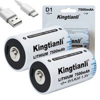 2 BateriaS de Litio recargable Tipo D 1-5V 7500mah Pila D LR20 USB C
