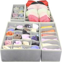 Set De 4 Organizadores De Ropa Interior Plegable Gris