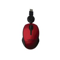 Mouse mini Radioshack retráctil, 3 botones, rojo
