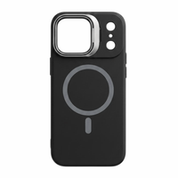 Case iBox soft line para iPhone 17 Pro Max con magsafe, soporte en cámara y material de silicona, metal y microfibra, negro