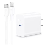 Cargador de pared 20W, carga rápida, 1 entrada Tipo-C, cable USB-C a USB-C 1 m, blanco