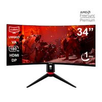 Monitor gamer curvo Teros TE-3412G 34"" Panel VA, UWQHD, 180Hz, 1ms, entradas HDMI/DP