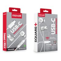 Audífonos In Ear Maxell Square, con micrófono, conexión USB tipo-C, blanco