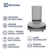 Aspiradora Robot Electrolux 3 en 1 Wi-Fi Experience Mepeo Inteligente y Base Autolimpieza (ERB80)
