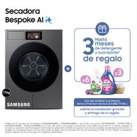 Secadora Samsung 17Kg DV90F17CDSPE Acero Oscuro