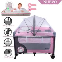 Cuna Corral Ebaby con Cambiador Happy Dream Rosado EB727-2+Colchón