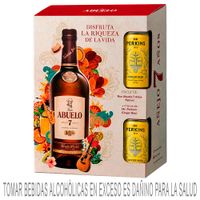 Pack Ron ABUELO 7 Años Botella 750ml + Ginger Beer MR PERKINS Lata 4un