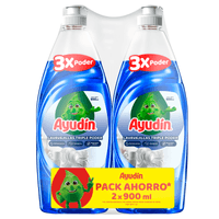 Lavavajilla Líquido AYUDÍN Triple Poder Botella 900ml Paquete 2un