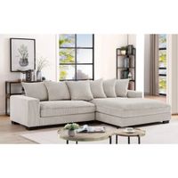 Mueble Seccional Poatan en tela Corduroy TU MESITA color Gris claro