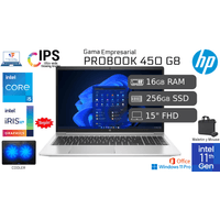 Laptop HP ProBook 450 G8 i5 11va 16GB RAM 256GB SSD Reacondicionada FHD + COOLER + MALETIN + MOUSE