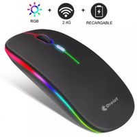 Mouse Inalámbrico Recargable con Iluminación LED RGB GR270024 Dreizt Negro