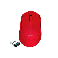 MOUSE ÓPTICO INALÁMBRICO DISEÑO CURVO LOGITECH M280 1000 DPI ROJO