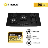 Encimera a Gas Imaco IENC90 – 5 Quemadores - 90 CM - Vidrio Templado Negro