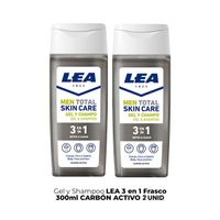 Gel Y Shampoo Lea 3 En 1 Frasco 300ml Carbón Activo 2 Unid