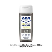 Gel Y Shampoo Lea 3 En 1 Frasco 300ml Carbón Activo