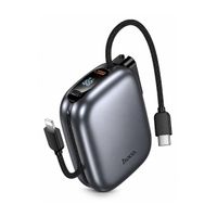 Hoco Mini Power Bank Con Cable Cable USB-C, 10000 mAh, Q49, PD20W, Gris Metal