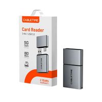 Lector de Tarjetas USB-C 3-en-1 Cabletime SD/TF 4.0 312MB/s CB49G Gris