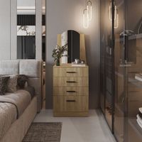 Cómoda Praga Espejo 3 Cajones 1 Puerta Fresno