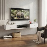 Mesa de TV Cambara 50"" Movenda Blanco Jalador Circular