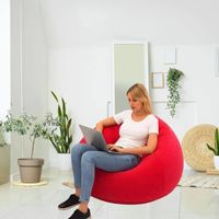 SOFA PUFF INFLABLE COLOR ROJO CON INFLADOR